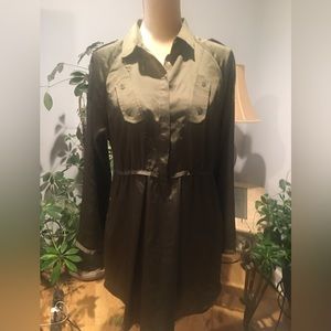 Zara Olive Shirtdress With Pockets Size Small
